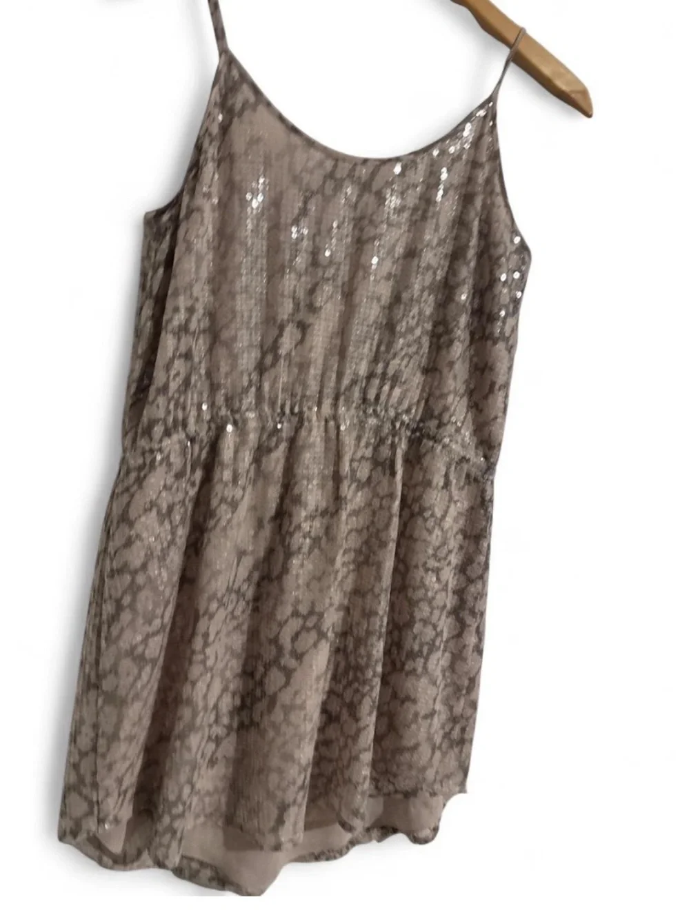 Rebecca Taylor Size 12 Silvery sequin mini dress with gray snakeskin print